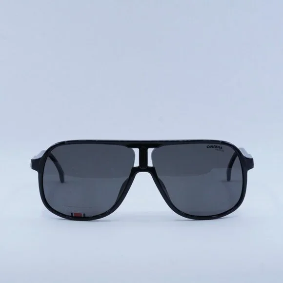 CARRERA 1047/S 0807 M9 Sunglasses Black Aviator Frame, Grey Polarized Lenses